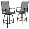 Flash Furniture Patio Bar Height Stools Set of 2, All-Weather Textilene Swivel Patio Stools and Deck Chairs with High Back & Armrests in Gray